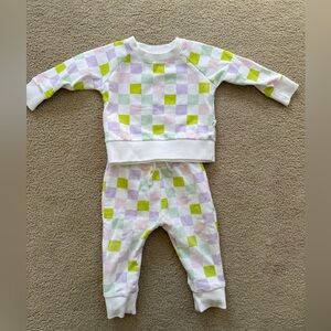 Bianca & Bear Pima Cotton 2pc Set Checkered Sweatshirt Jogger 12-18 Months